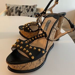 RARE Prada Studded Cork Wedges